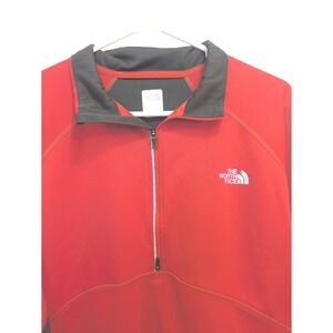 The North Face Men's L Red 1/2 Zip Fleece Jacket Winter Layer Pullover‎